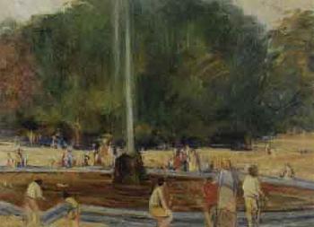Fountain and park in Milan by 
																	Carlo Gallani