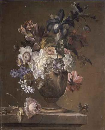 Still life of flowers in classical vase by 
																	Friedrich Wilhelm Volcker