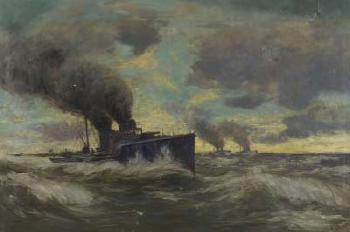 Battleships at sea by 
																	Alexander Essfeld