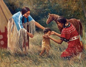 Indian women with child by 
																	Del Parson