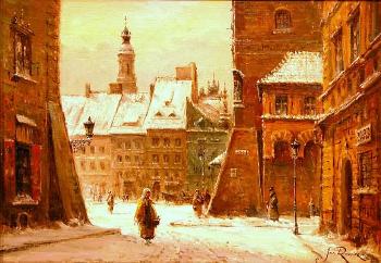 Winter scene in old Warsaw by 
																	Jan Rawicz