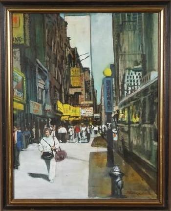 NY City street scene by 
																	Leon L Tadrick