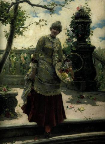 Lady in the garden by 
																			Eugenio Oliva y Rodrigo
