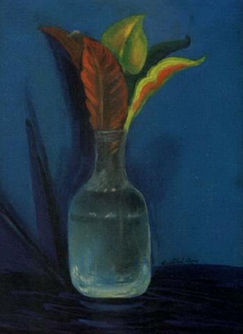 Vase with coloured leaves by 
																	Cristobal Ruiz Pulido