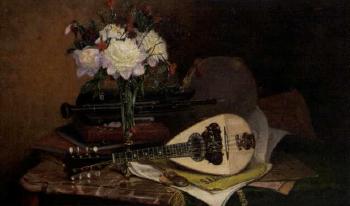 Still life with musical instruments by 
																	Paul Alphonse Viry