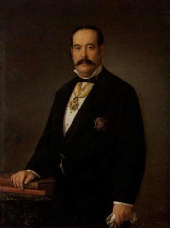 Portrait of gentleman with medals by 
																	Eduardo Balaca y Canseco