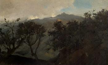 Landscape with mountain in the background by 
																	Ovidio Murgia de Castro