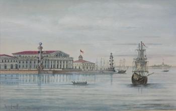 St Petersberg harbour scene by 
																	Vasili Semenovich Sadovnikov