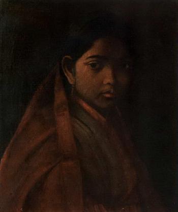 Portrait of young Bengali girl by 
																	Pulin Krishna Kundu
