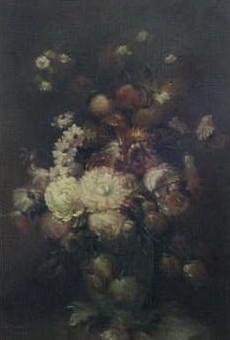 Still life of a vase of flowers by 
																	G Haininger