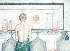 At the wash basin by 
																	Dorothy A Cadman