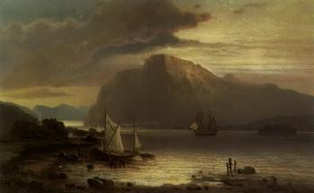 Fiord landscape with fishing boat by 
																	Karl von Hafften