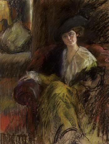 Seated woman with hat and stole by 
																	Curt Ziegra