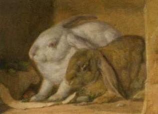 Rabbits in a hutch by 
																	Michael Angelo Wageman