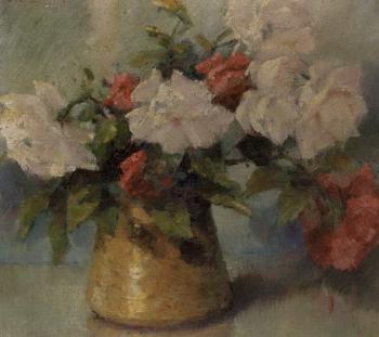Still life of roses by 
																	Eugenia Lymberopoulou-Argyrou