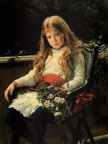 The flower girl by 
																	Nikolai Alexandrovich Yaroshenko