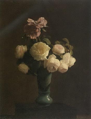 Roses in a vase by 
																	Jacques Joussay