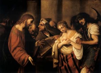 Christ and the woman taken in adultery by 
																			Pietro della Vecchia