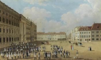 View of the Schlobplatz, Berlin by 
																	Johann August Ernst Niegelssohn