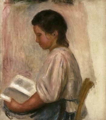 Jeune fille lisant by 
																	Pierre-Auguste Renoir
