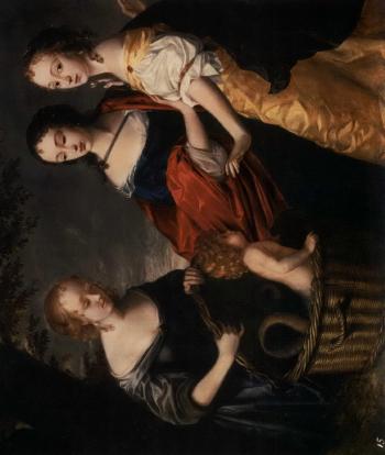Allegorical portrait of three ladies and a child as the finding of Erithonius by 
																	 Princess Louise Hollandine
