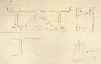 Design for furniture for Chirk Castle by 
																			Augustus Welby Northmore Pugin