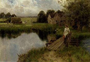 By the millpond by 
																	Florence A Saltmer
