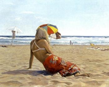 Girl on beach by 
																	Carolina Landea