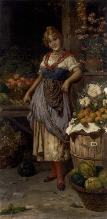 Venetian vegetable seller by 
																	F Avilo