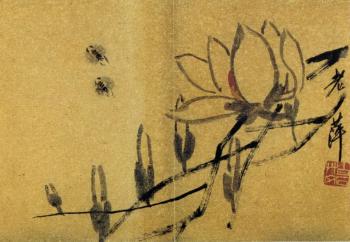 Landscape, figures, birds and flowers by 
																			 Qi Baishi