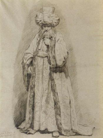 Un guerrier turc barbu tenant un sabre. Un turc portant un turban orne d'un croissant de lune by 
																			Guillaume Voiriot