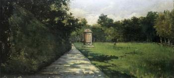 View of park with little temple by 
																	Arturo Pagliai
