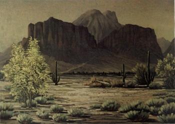 Southwestern desert panorama by 
																	Carl F Elbik