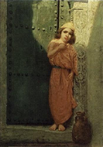 Orientalist composition with a young girl by 
																	James H Hagaman