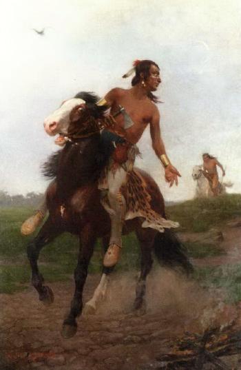 Indian braves by 
																	Georg Heinrich Kuhrner