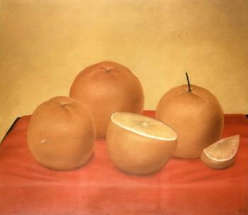 Still life with oranges by 
																	Fernando Botero