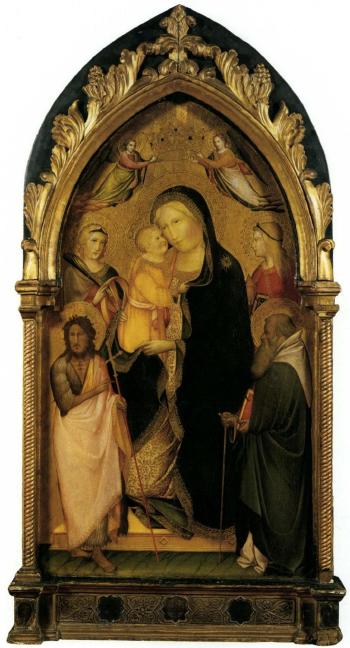 Madonna and Child with Saint Catherine of Alexandria, John the Baptist by 
																	Angelo di Taddeo Gaddi