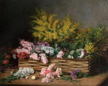 Summer flowers in basket by 
																	Flavien Poussin