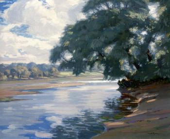 Sunshine and shade on the river Test by 
																	Augustus William Enness