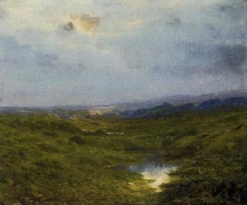 Marshland landscape with mountains beyond by 
																	Henry Hammond Gallison