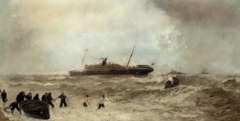 Wreck of the Delhi off Cape Spartel, landing of the Princess Royal by 
																	Algernon Yockney