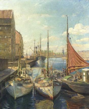 Fishing boats at the quay, Copenhagen by 
																	Robert Panitzsch