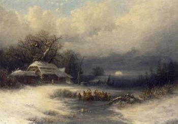 Russian winter landscape by 
																	Feodor Alexandrovitch Wassilieff