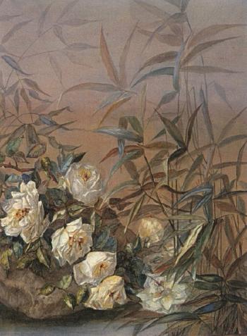 Still life of plants and flowers by 
																	 Princess Maria de las Nieves of Braganza