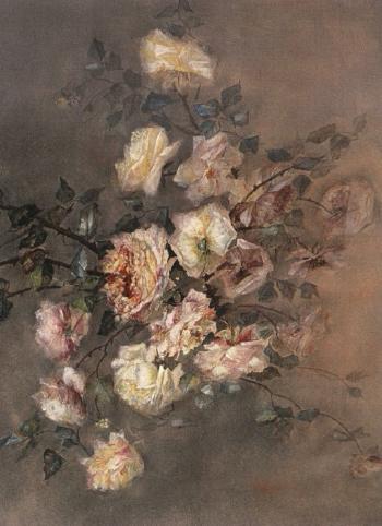 Still life of flowers with roses by 
																	 Princess Maria de las Nieves of Braganza
