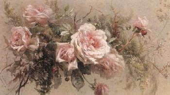 Still life of flowers with roses by 
																	Constance von Munch-Bellinghausen