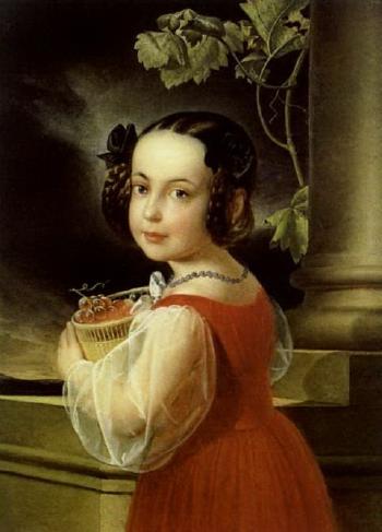 Portrait of young girl with basket of grapes by 
																	Erasmus von Engert
