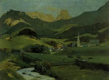 Hohlweg - landscape with two birches by 
																	Otto Neustaedtl