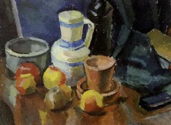 Still life with fruit and jug by 
																	Marie Galimberti-Provazkova