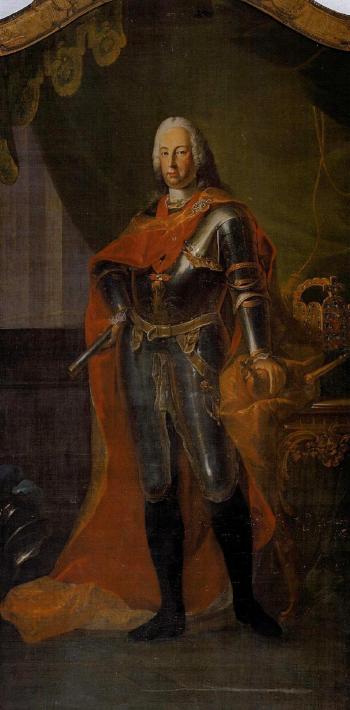 Portrait of Emperor Francis I on balcony by 
																	Adam Friedrich Oeser